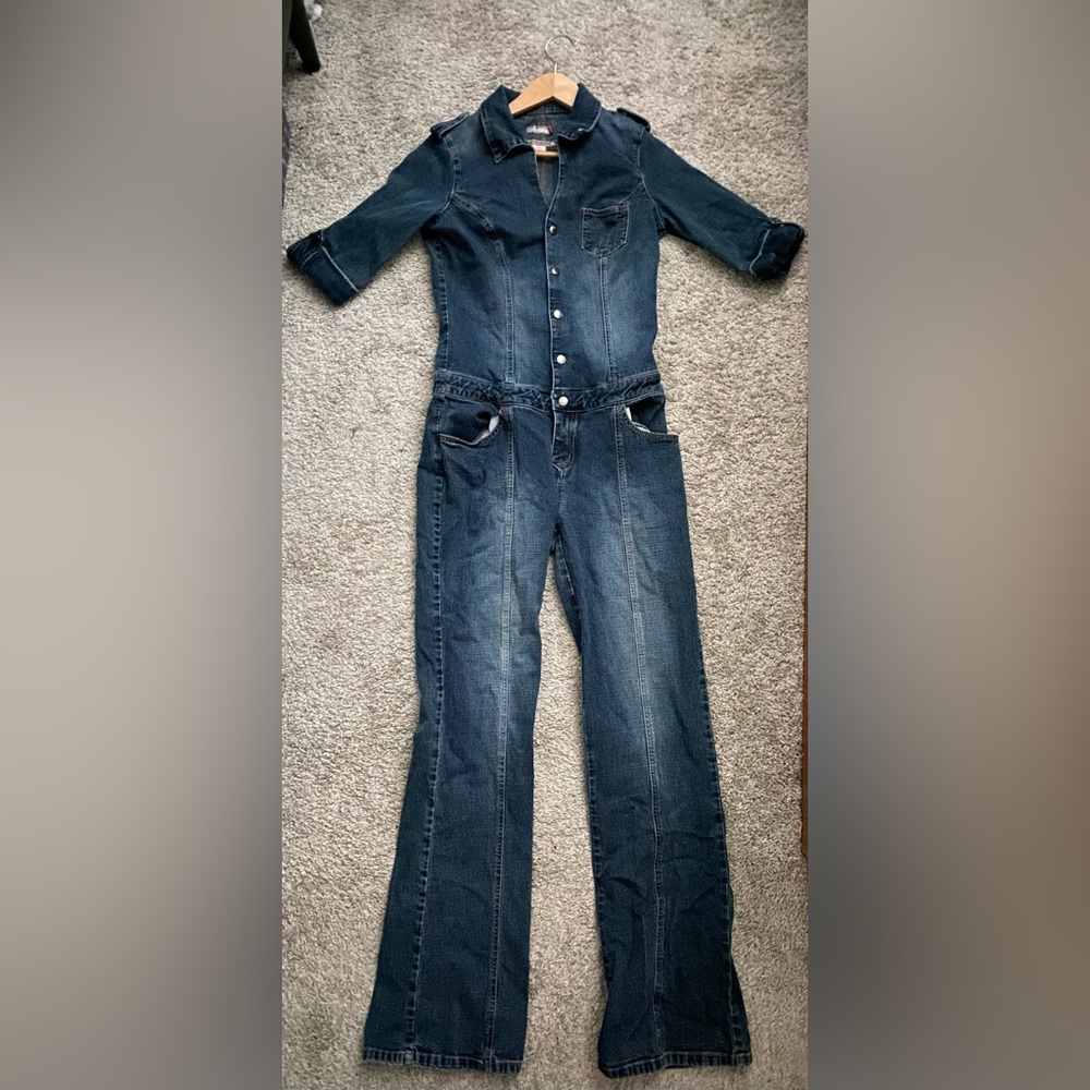 Guess Denim Stretch Jumpsuit  Vintage 90’s Rosie the Riveter Flare bootcut Y2K